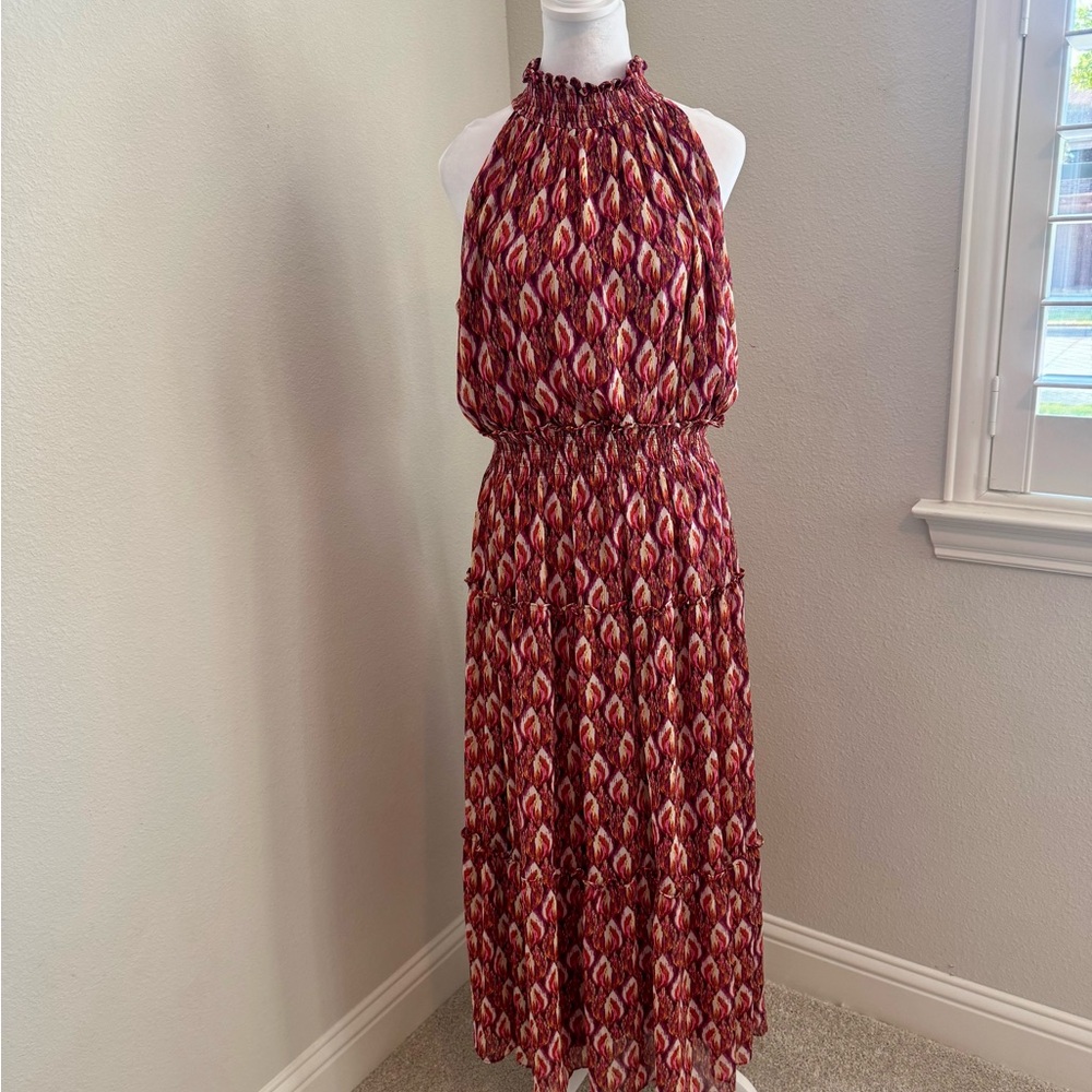 Taylor Ikat Print Halter Maxi Dress | Size 16 | NWT | Magenta Boho
